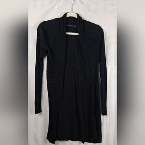 AVA Black Open Front Cardigan Ribbed Size M Lightweight